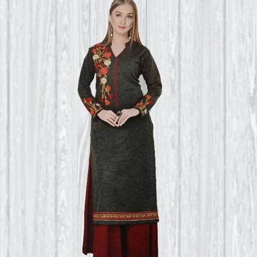 Satin Ladies Straight Woolen Kurti