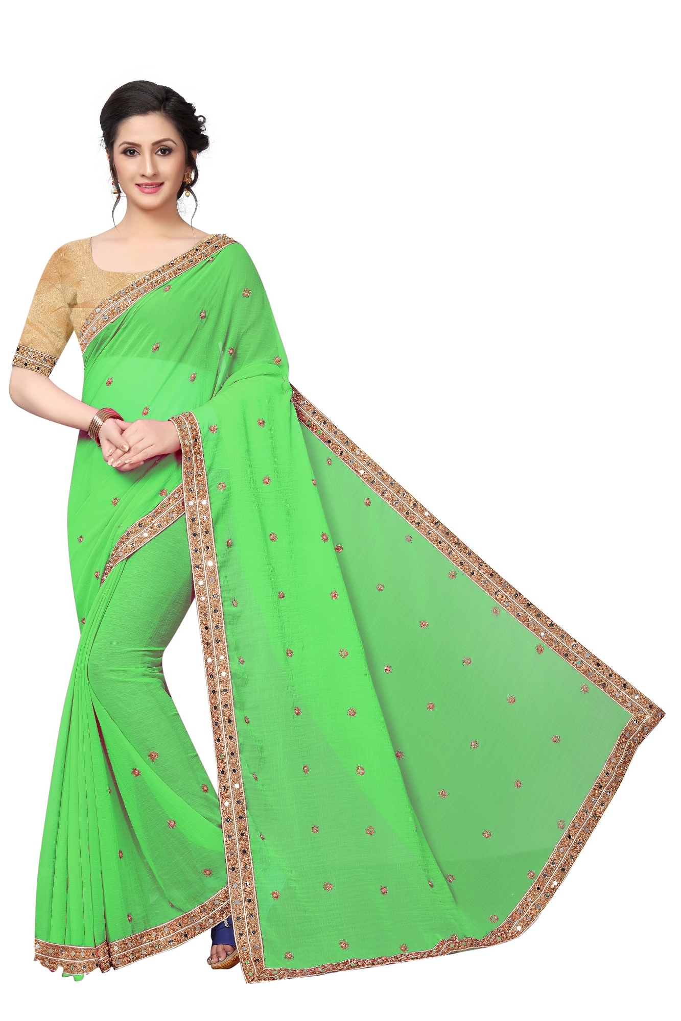 Designer Saree - Linen Fabric, Length 5.5 Mtr With 0.8 Mtr Blouse | Printed Pattern, Seasonal Wear For Rainy, Spring, Summer, Winter, Warranty Included