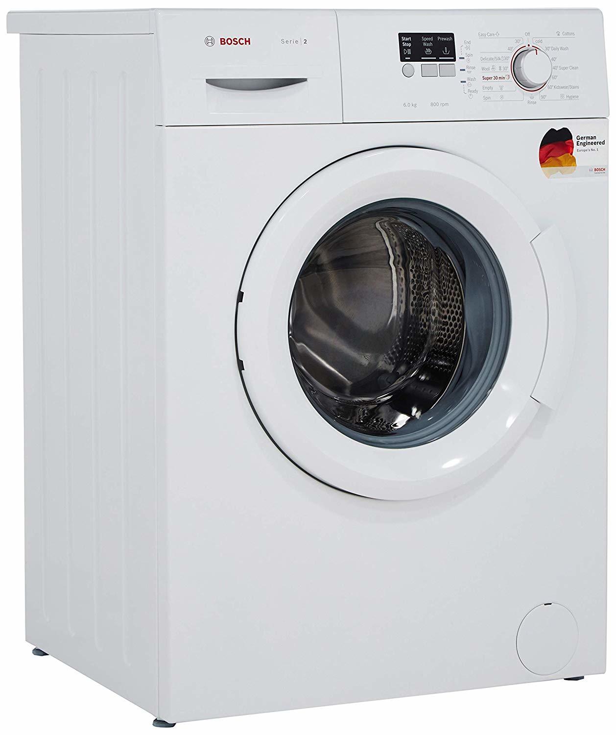Bosch 6 Kg Fully Automatic Front Load Washing Machine - 800 Rpm, White Porcelain-coated Steel Tub | Best Wash Quality, Energy Efficient, Super 30 Program