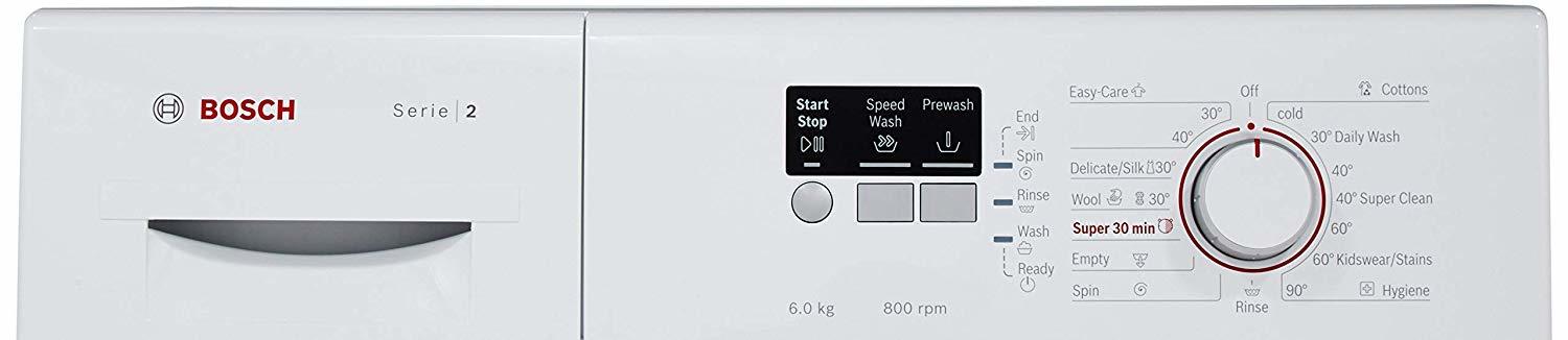 Bosch 6 Kg Fully Automatic Front Load Washing Machine - 800 Rpm, White Porcelain-coated Steel Tub | Best Wash Quality, Energy Efficient, Super 30 Program