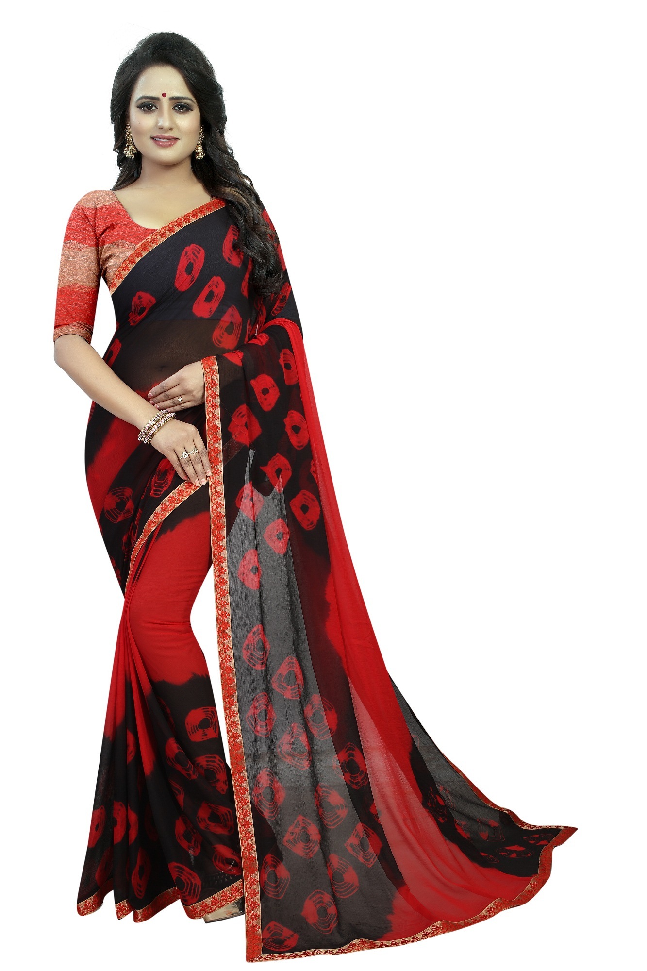 Fancy Chiffon Sarees - Silk & Linen Blend, 5.5 Mtr Length, 0.8 Mtr Blouse, Printed Design | Lace Closure, Suitable For All Seasons
