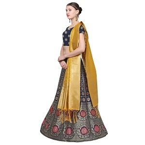 Indian Bridal Lehenga Choli Yellow Color
