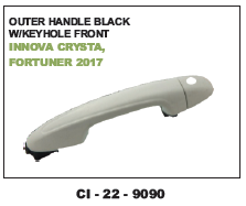 Outer Handle Black W/Keys Hole Front Innova Crysta, Fortuner 2017 Vehicle Type: 4 Wheeler