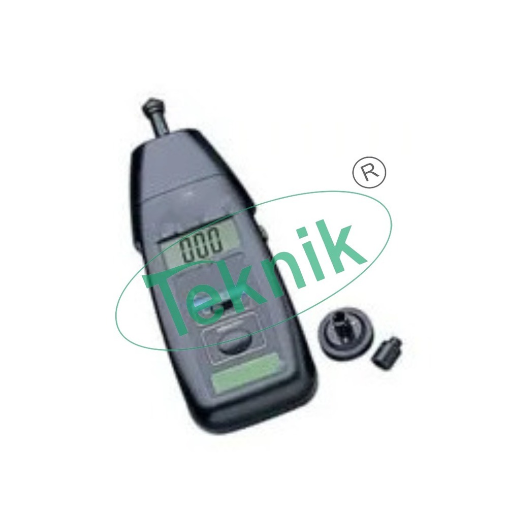 Contact Tachometer - 200x75x40 mm, 60 to 50,000 RPM Range | 5-Digit Red LED Display, +/-0.05% Accuracy, 1 Second Sampling Rate