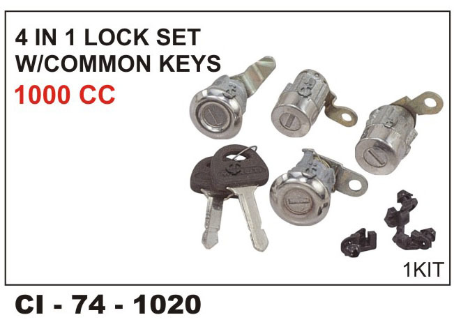 4 in 1 Lock Set - Common Keys 1000 CC, Compatible with 3 Wheeler Vehicles, Warranty Included