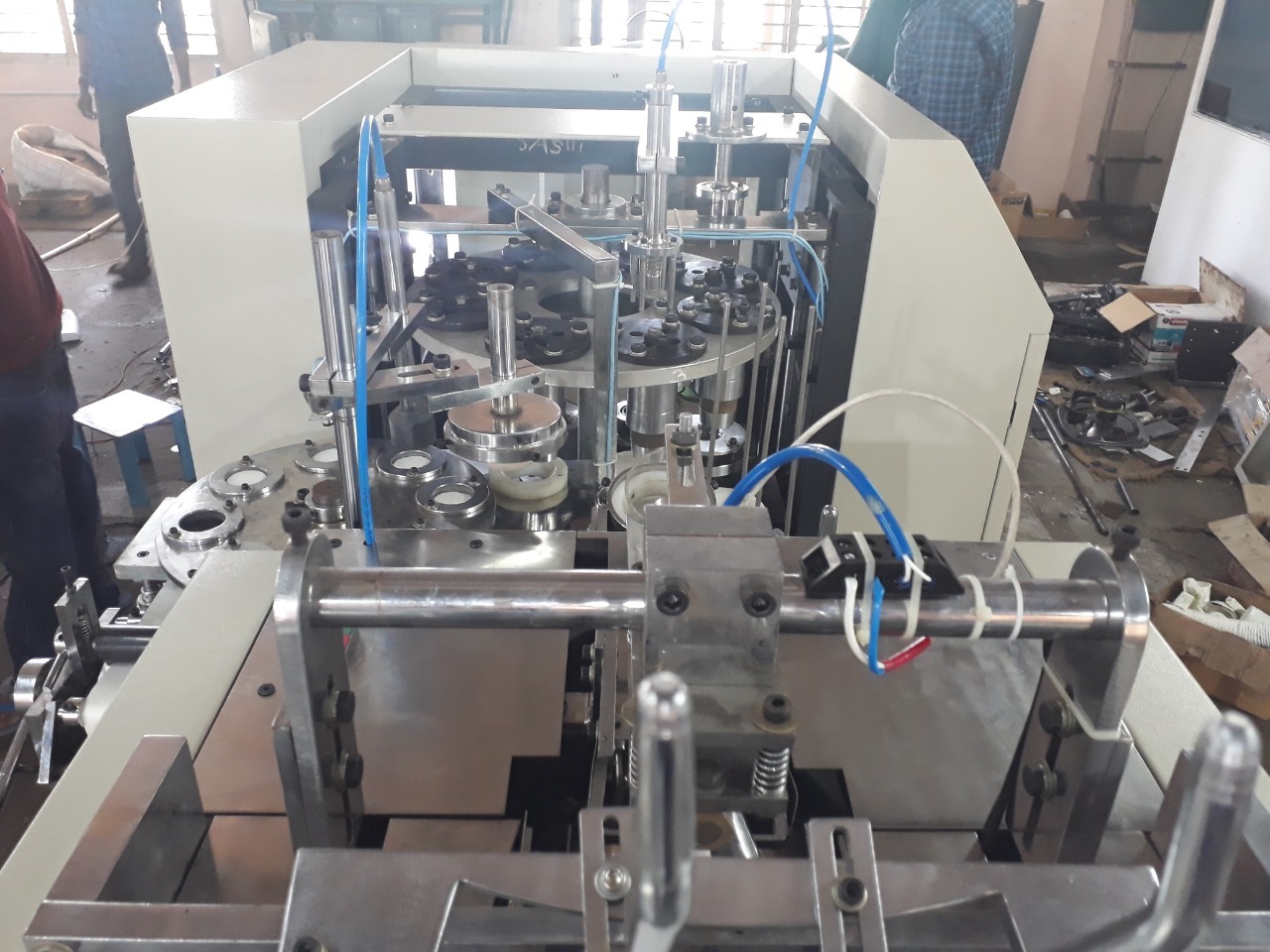 Automatic Paper Cup Making Machine - Metal, 9.25x4.50x4.35 Ft, 45-55 Cups/min, 3.5kw Power, Plc Control, Manual & Auto Mode, 2000 Kg Weight