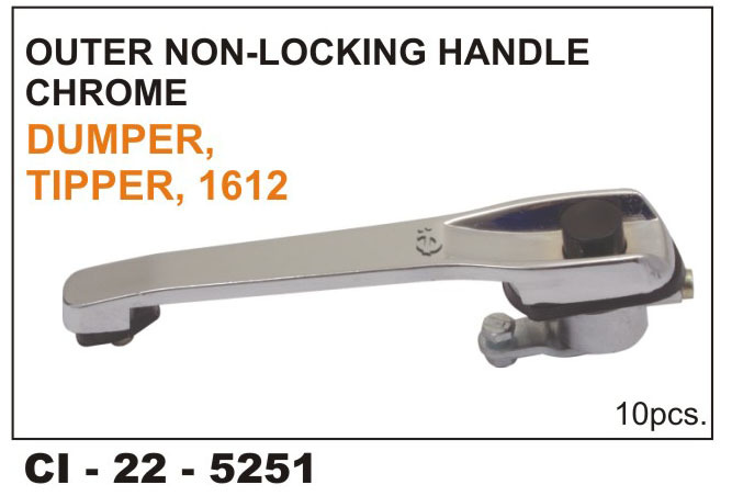 Outer Non Locking Handle CHROME DUMPER, TIPPER, 1612 - Chrome Finish | Fits 4 Wheeler Vehicles, Warranty Included