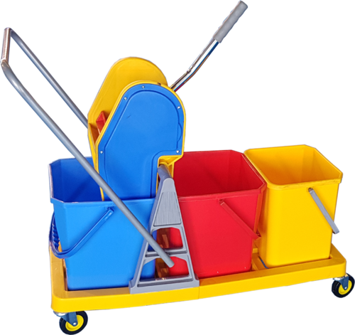 Triple Bucket Mop Wringer Trolley