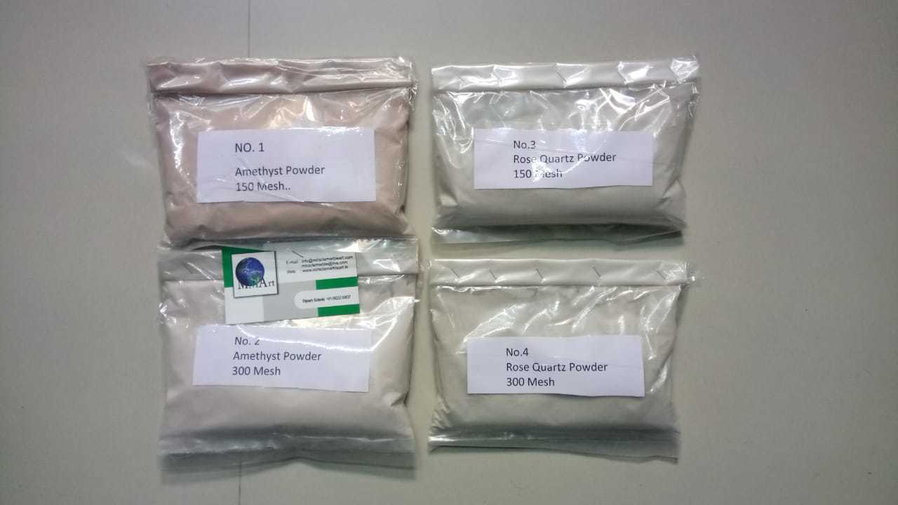 Amethyst, Crystal And Rose Quartz Powder - 150 & 300 Mesh Sizes | High Purity, Super-fine Mesh, Natural Colors