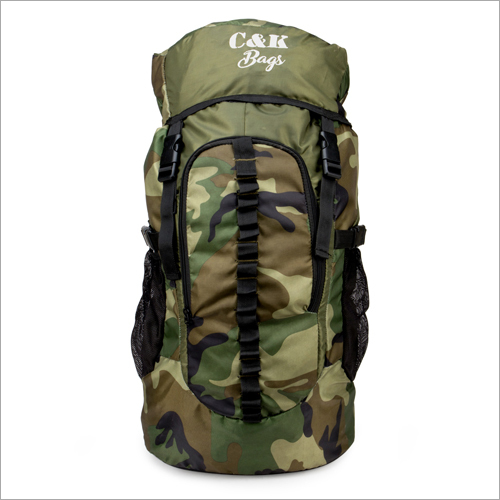 Camouflage Printed Rucksack - Durable Lightweight Polyester, 45 Tons Capacity, Spacious Design With Shoes Compartment And Mesh Pockets