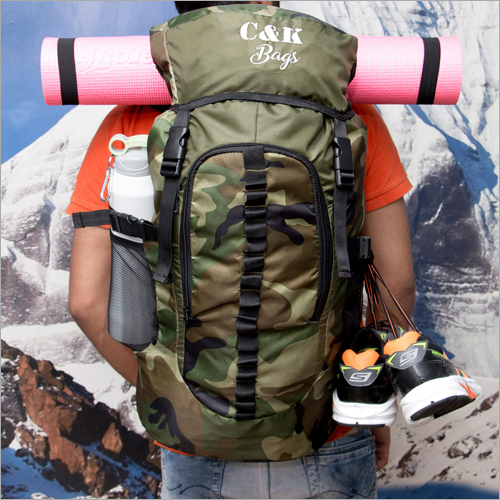 Camouflage Printed Rucksack - Durable Lightweight Polyester, 45 Tons Capacity, Spacious Design With Shoes Compartment And Mesh Pockets