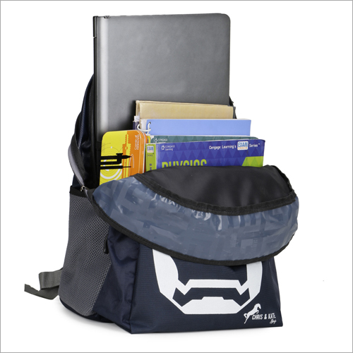 Chris & Kate Polyester School Backpack - 32 Ton/day Capacity Navy Blue Color | Padded Adjustable Straps Laptop Compartment Dual Mesh Bottle Holders Front Zippered Organizer