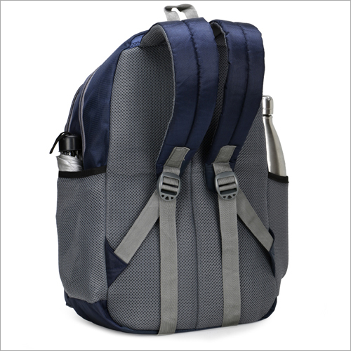 Chris & Kate Polyester School Backpack - 32 Ton/day Capacity Navy Blue Color | Padded Adjustable Straps Laptop Compartment Dual Mesh Bottle Holders Front Zippered Organizer