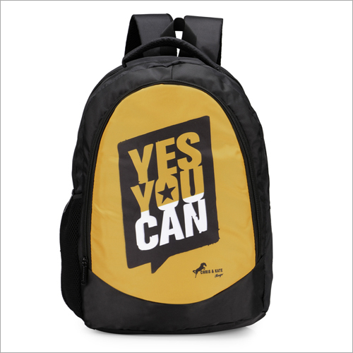 Chris & Kate Polyester School Backpack - 35l Capacity, Black With Trendy Printed Design, Dual Compartments & Padded Adjustable Straps, Mesh Water Bottle Holder