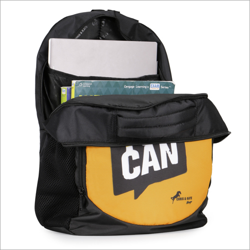 Chris & Kate Polyester School Backpack - 35l Capacity, Black With Trendy Printed Design, Dual Compartments & Padded Adjustable Straps, Mesh Water Bottle Holder