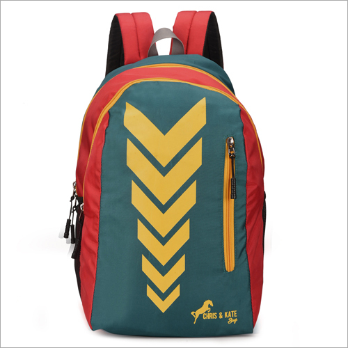 Green With Red Stylish Polyester School Bag