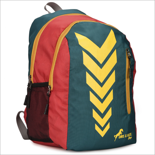 Green With Red Stylish Polyester School Bag