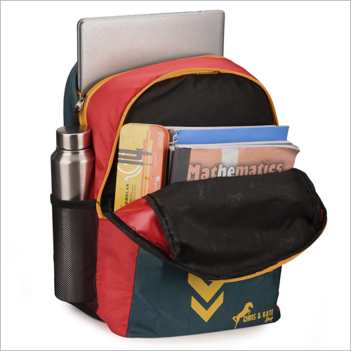 Green With Red Stylish Polyester School Bag