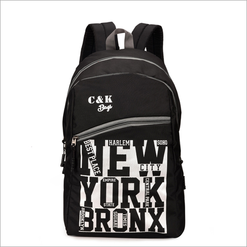Black Printed Water Resistant School Bag
