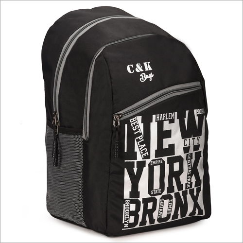 Black Printed Water Resistant School Bag