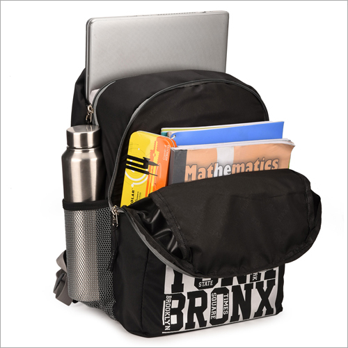 Black Printed Water Resistant School Bag