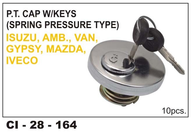 PT CAP w/Keys ISUZU, AMB, VAN, GYPSY, MAZDA, IVECO - Spring Pressure Type, 4 Wheeler Compatible, Warranty Included