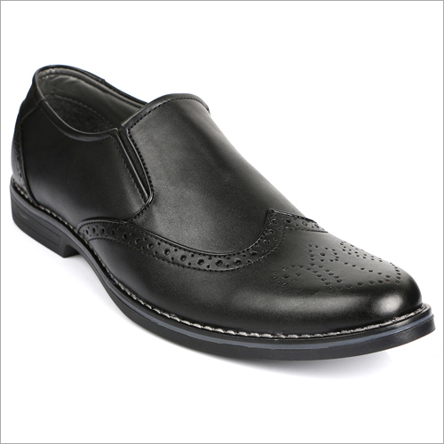 Black Brogue Formal Slip On Shoes
