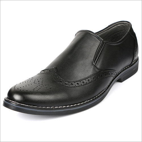 Black Brogue Formal Slip On Shoes