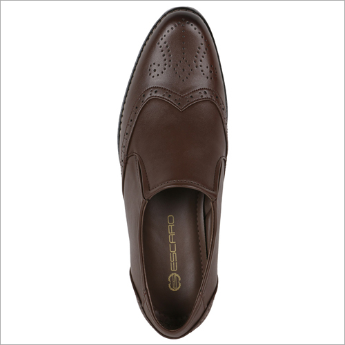 Brown Brogue Formal Slip On Shoes