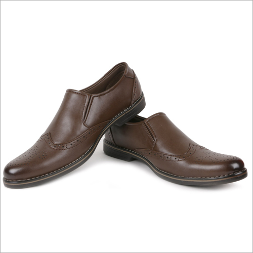 Brown Brogue Formal Slip On Shoes