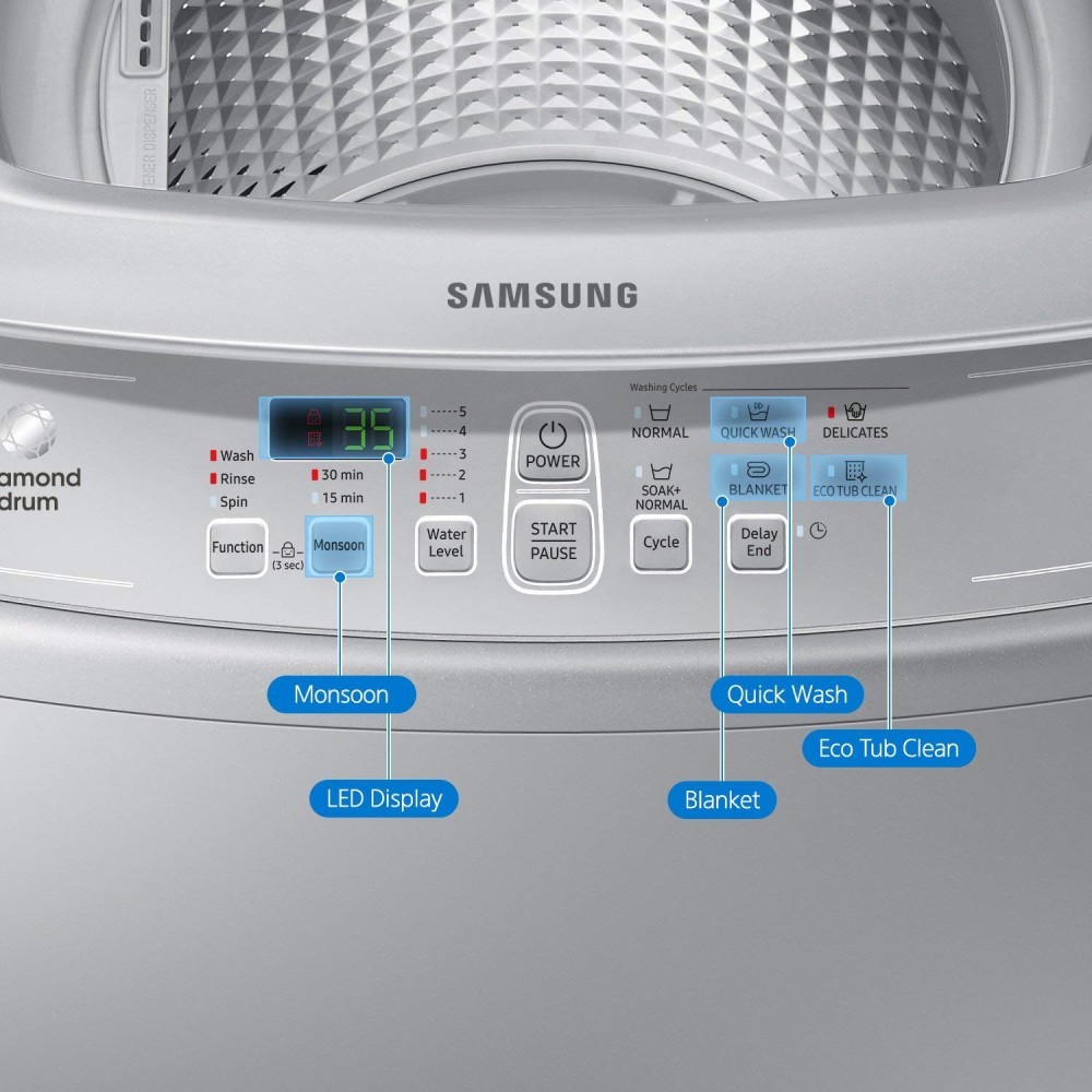 Silver 6 Kg Samsung Fully Automatic Top Load Washing Machine