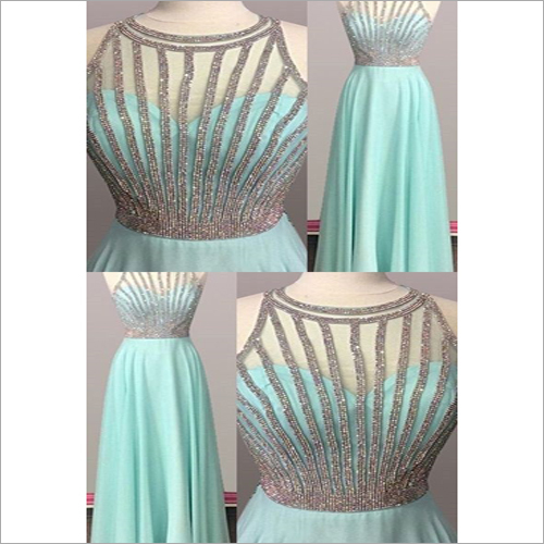Dry Cleaning Ladies Designer Beaded Neck Gown