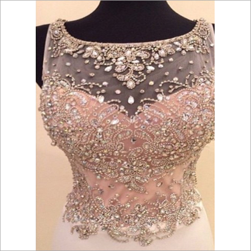 Dry Cleaning Ladies Designer Beaded Neck Gown