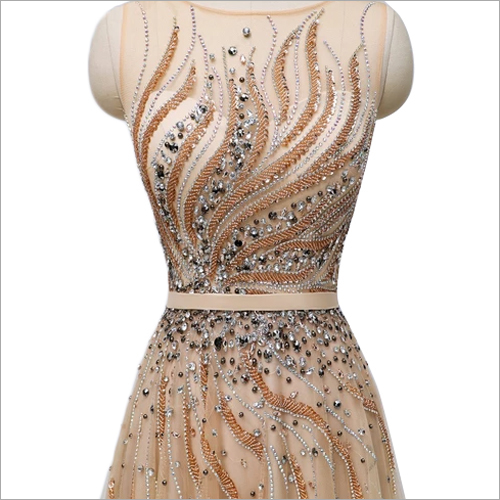 Dry Cleaning Ladies Designer Beaded Neck Gown