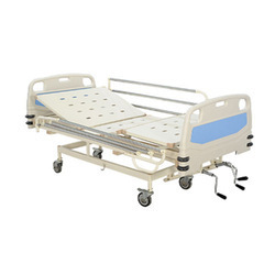 Hospital Bed - Crca Steel, 2100x900x500 Mm | Two Section Design, Polypropylene Head & Leg Bows, Aluminium Side Rails, 360â° Rotatable Castors