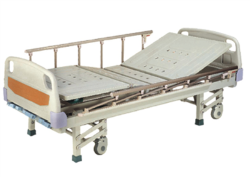 Hospital Bed - Crca Steel, 2100x900x500 Mm | Two Section Design, Polypropylene Head & Leg Bows, Aluminium Side Rails, 360â° Rotatable Castors