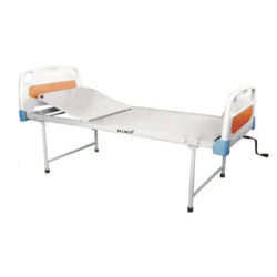 Hospital Bed - Crca Steel, 2100x900x500 Mm | Two Section Design, Polypropylene Head & Leg Bows, Aluminium Side Rails, 360â° Rotatable Castors