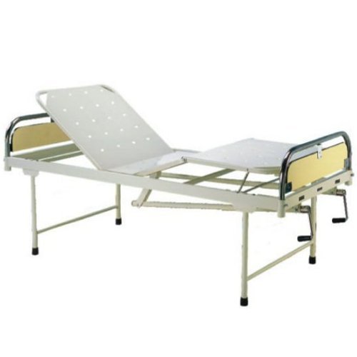 Hospital Bed - Crca Steel, 2100x900x500 Mm | Two Section Design, Polypropylene Head & Leg Bows, Aluminium Side Rails, 360â° Rotatable Castors