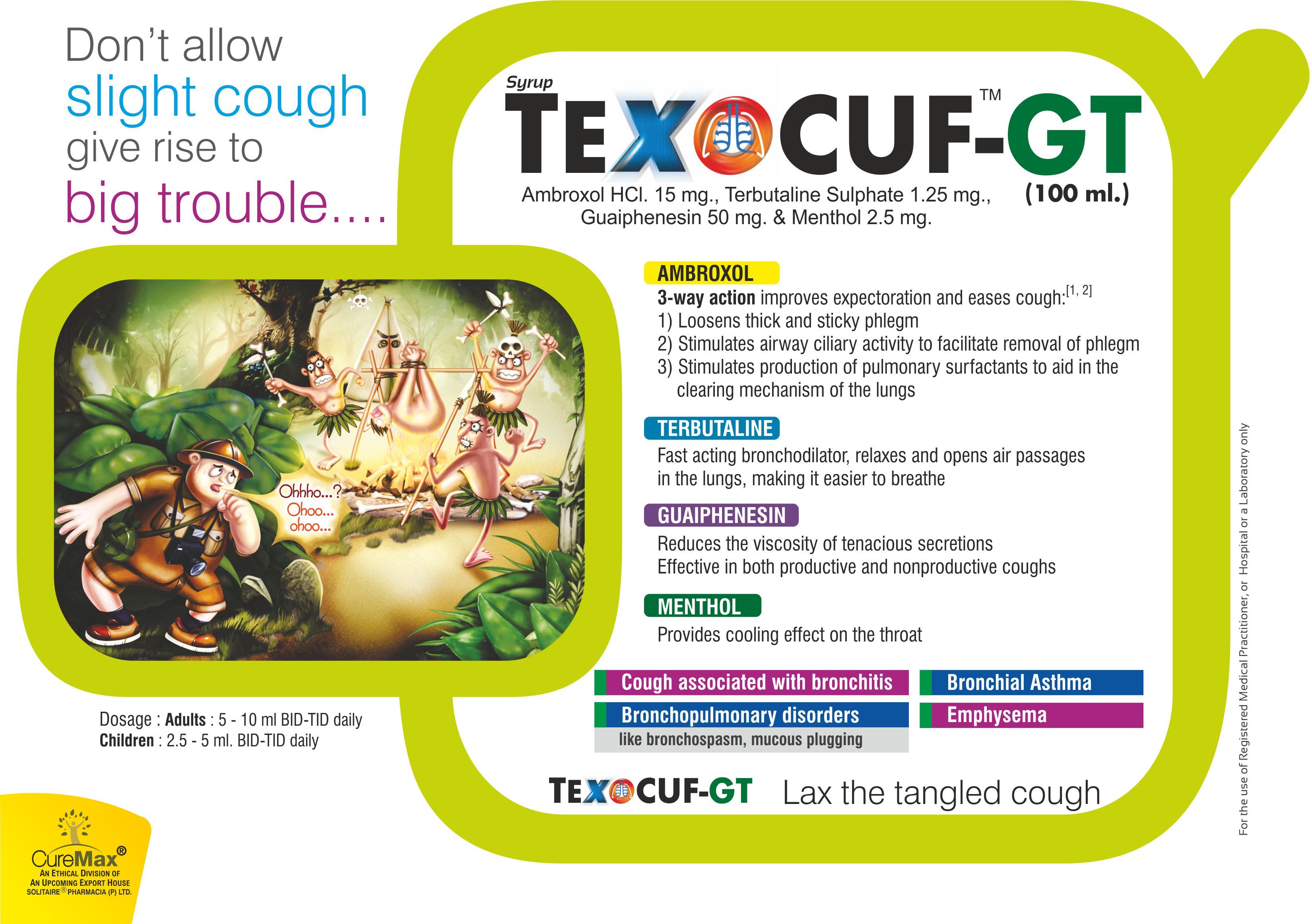 Ambroxol 15 Mg,guaiphenesin 50 Mg,terbutaline 1.25 Mg & Menthol 2.5 Mg Per 5 Ml Drug Solutions