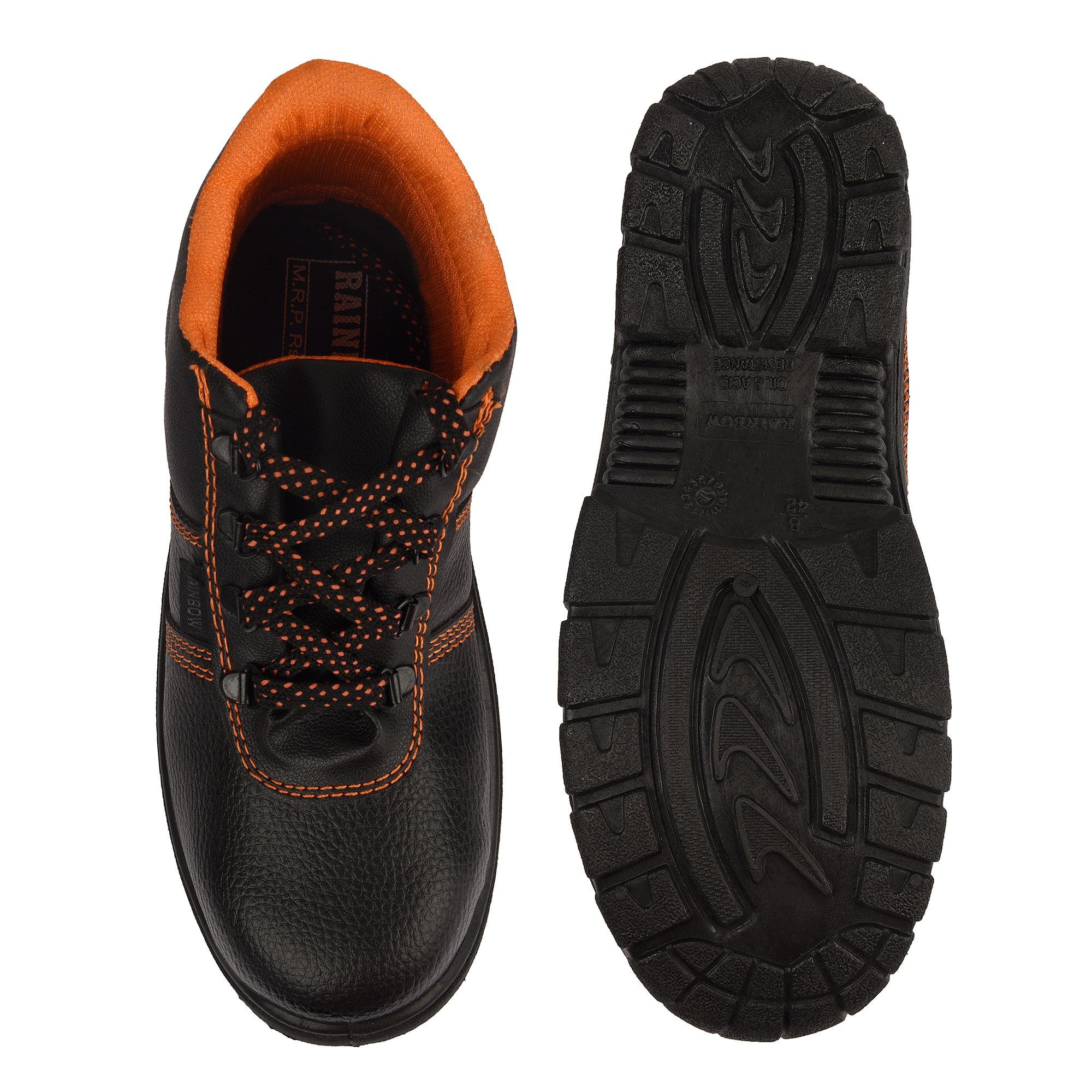 Rainbow High Ankle Safety Shoe - Synthetic Leather, Sizes 5 To 11 | Slip, Oil & Acid Resistant, Broad Steel Toe Cap, Anti-odour Insole