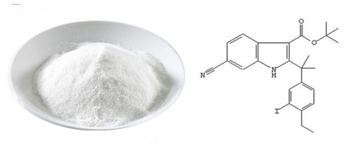 Tert-Butyl 6-Cyano-2-(2-(4-Ethyl-3-Iodophenyl)Propan-2-Yl)-1H-Indole-3-Carboxylate 1256584-75-4 Chemical Name: 6-Cyano-2-[1-(4-Ethyl-3-Iodophenyl)-1-Methylethyl]-1H-Indole-3-Carboxylic Acid 1