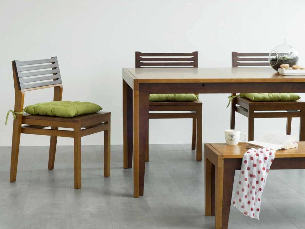 Wood Wooden Dining Table Set With Bench Dual Tone Finish