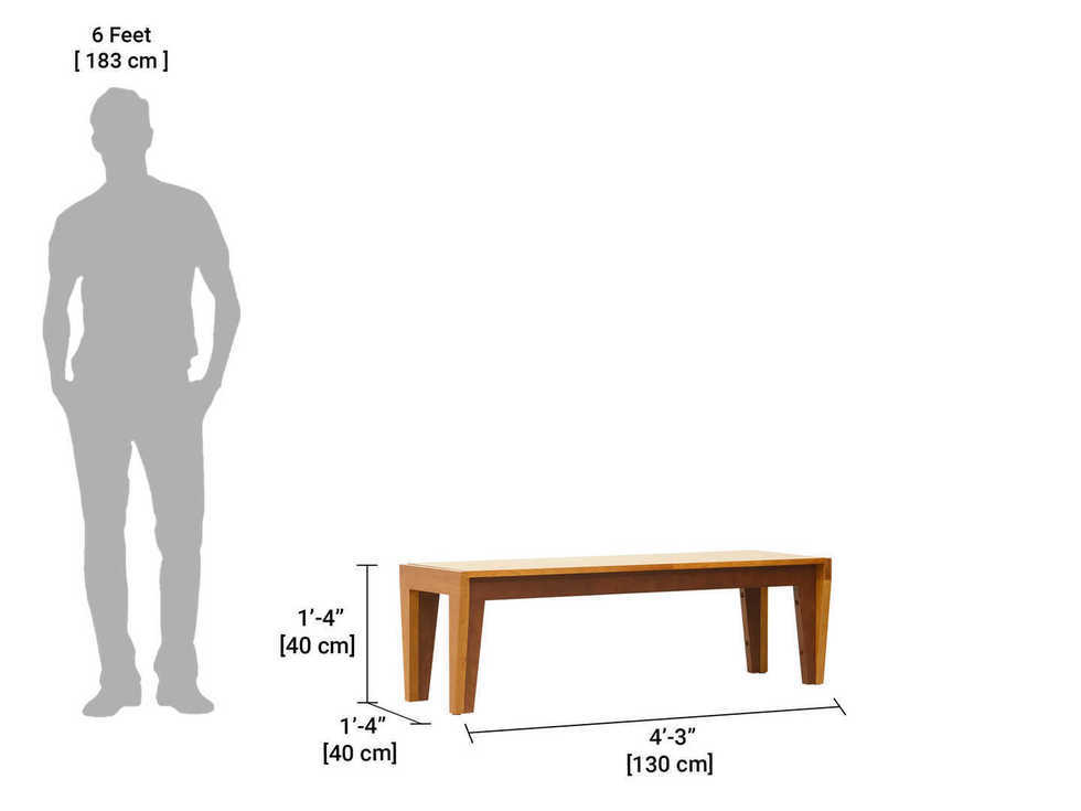 Wood Wooden Dining Table Set With Bench Dual Tone Finish