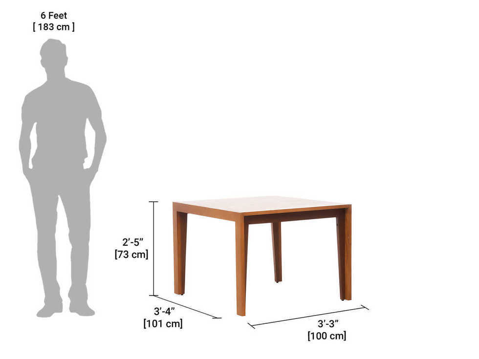 Wood Dining Table Set Dual Tone Finish 4 Seater