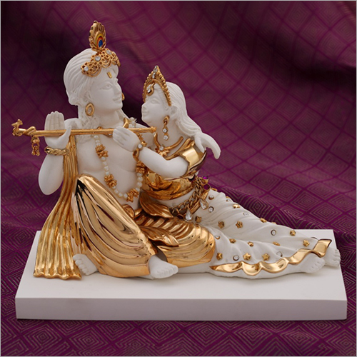 Light Weight Gold Plated Resin Radha Krishna Statue