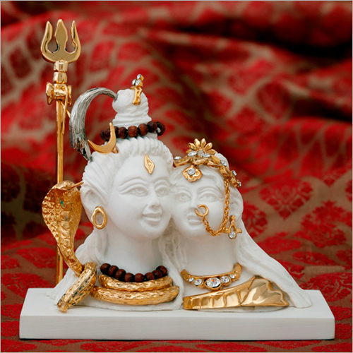 Light Weight Decorative Gold Plated Resin Shiv Parvati Statue