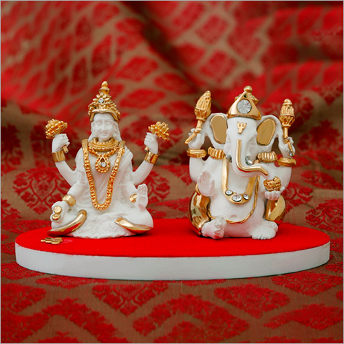 Light Weight Decorative Resin Ganesha And Laxmi Set Statue
