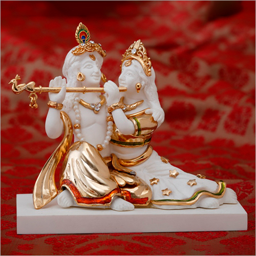 Light Weight Fancy Gold Plated Resin Radha Krishna Statue