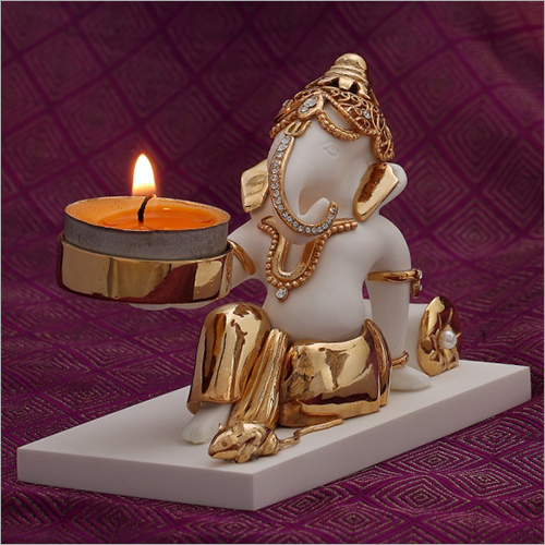 White Gold Plated Resin Ganesh Statue - Small, Medium, Large Sizes | Lightweight, Indian Regional Style, Religious Theme, Hinduism