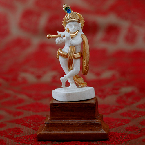 लाइट वेट गोल्ड प्लेटेड रेजिन मार्बल पाउडर कृष्णा स्टैच्यू